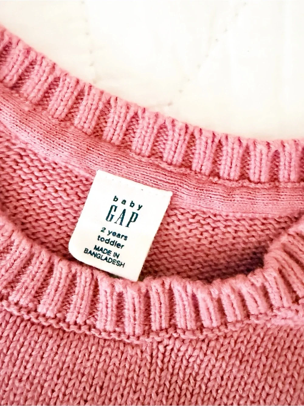 GAP Kids Pink and Cream Striped Crewneck Sweater